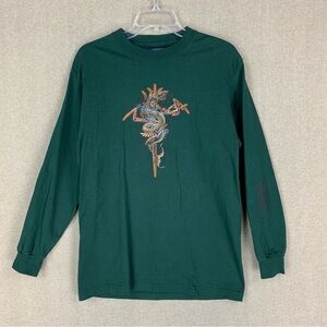 Vintage Sonoma Shirt Sz M ( SMALL) Dragon Tee Green Crew Neck Y2K Grunge Skate